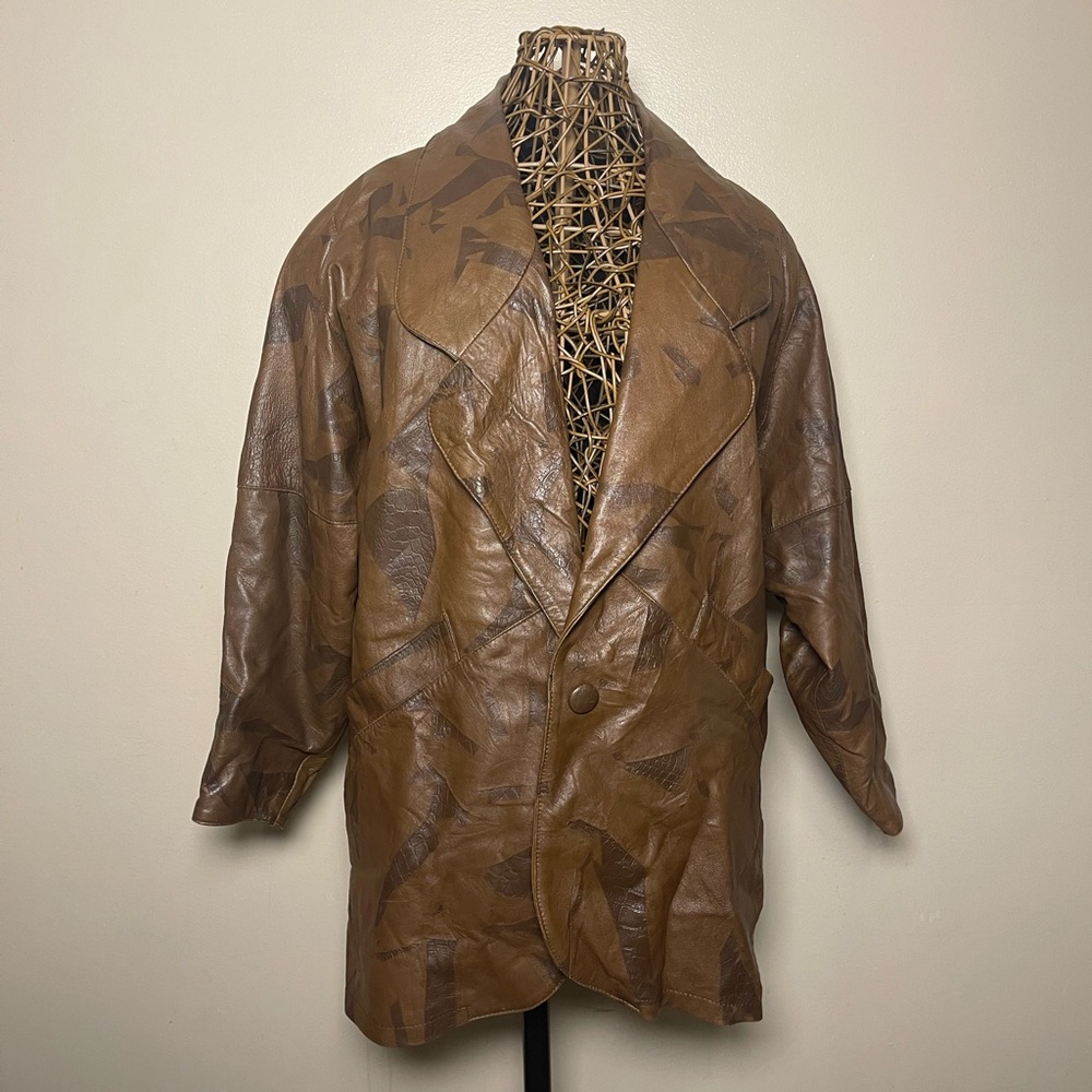 Vintage Patchwork Leather Jacket - image 1